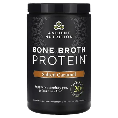 Ancient Nutrition, Bone Broth Protein, соленая карамель, 506 г (1,12 фунта)