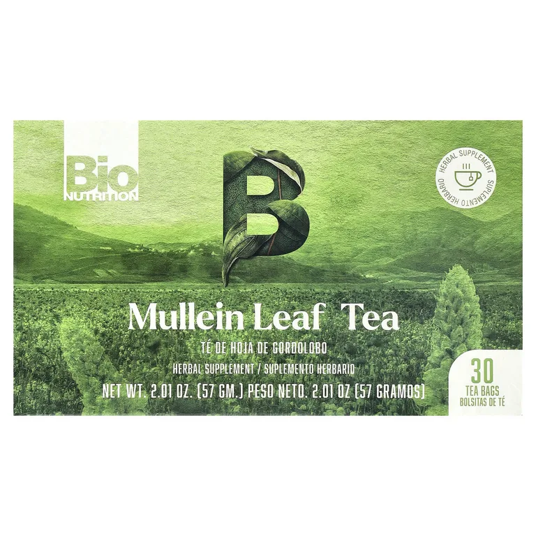Bio Nutrition, Чай из листьев коровяка, без кофеина, 30 чайных пакетиков, 57 г (2,01 унции)