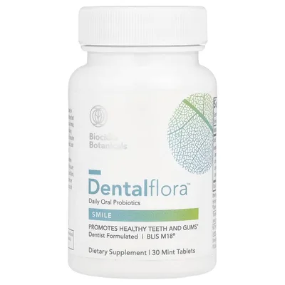 Biocidin Botanicals, Dentalflora™, ежедневные пробиотики для полости рта, 30 мятных таблеток