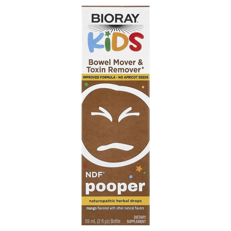Bioray, Kids, NDF® Pooper, добавка для очищения кишечника, манго, 59 мл (2 жидк. унции)