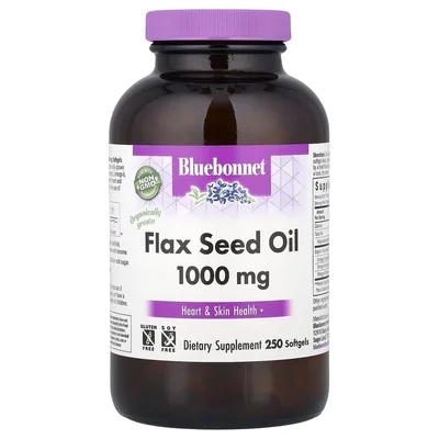 Bluebonnet Nutrition, Органическое льняное масло, 1000 мг, 250 мягких таблеток
