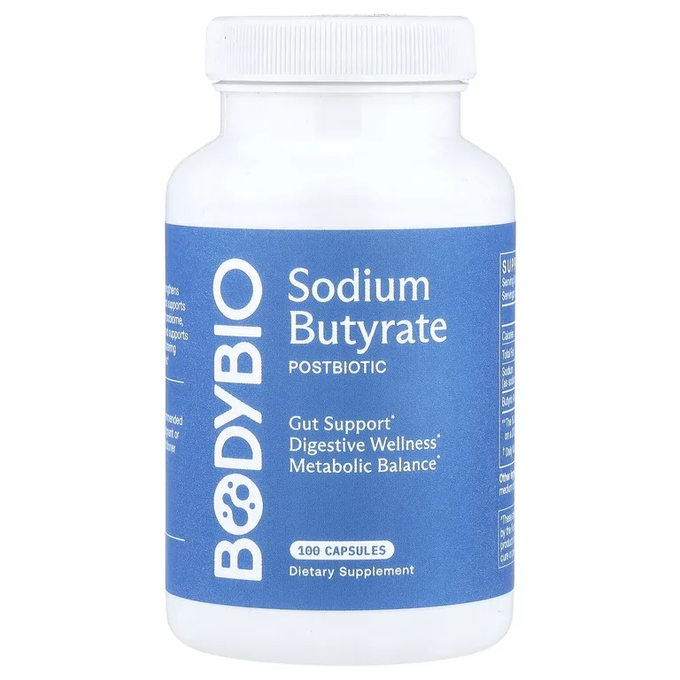 BodyBio, бутират натрия, 100 капсул