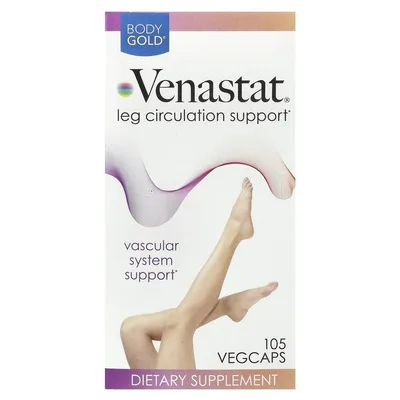 BodyGold, Venastat®, поддержка кровообращения в ногах, 105 растительных капсул