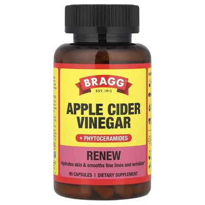 Bragg, Renew, яблочный уксус с фитокерамидами, 90 капсул