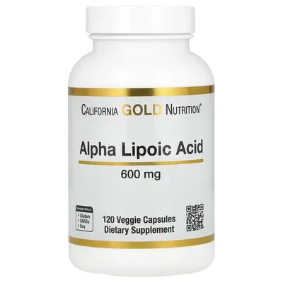 California Gold Nutrition, альфа-липоевая кислота, 600 мг, 120 растительных капсул