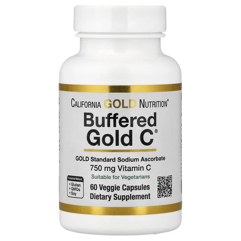 California Gold Nutrition, аскорбат натрия (витамин C), 60 растительных капсул