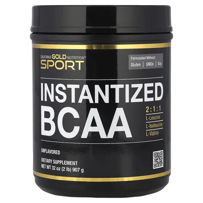 California Gold Nutrition, быстрорастворимый порошок BCAA с L-лейцином, L-изолейцином и L-валином, без ароматизаторов, 907 г (2 фунта)