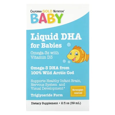California Gold Nutrition, ДГК для детей, омега-3 кислоты с витамином Д3 и ЭПК, 59 мл