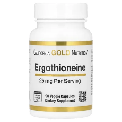 California Gold Nutrition, эрготионеин, 25 мг, 90 растительных капсул