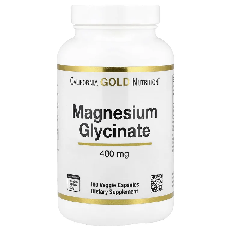 California Gold Nutrition, глицинат магния, 180 растительных капсул (133 мг в 1 капсуле)