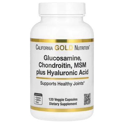 California Gold Nutrition, Глюкозамин, хондроитин и МСМ с гиалуроновой кислотой, 120 растительных капсул