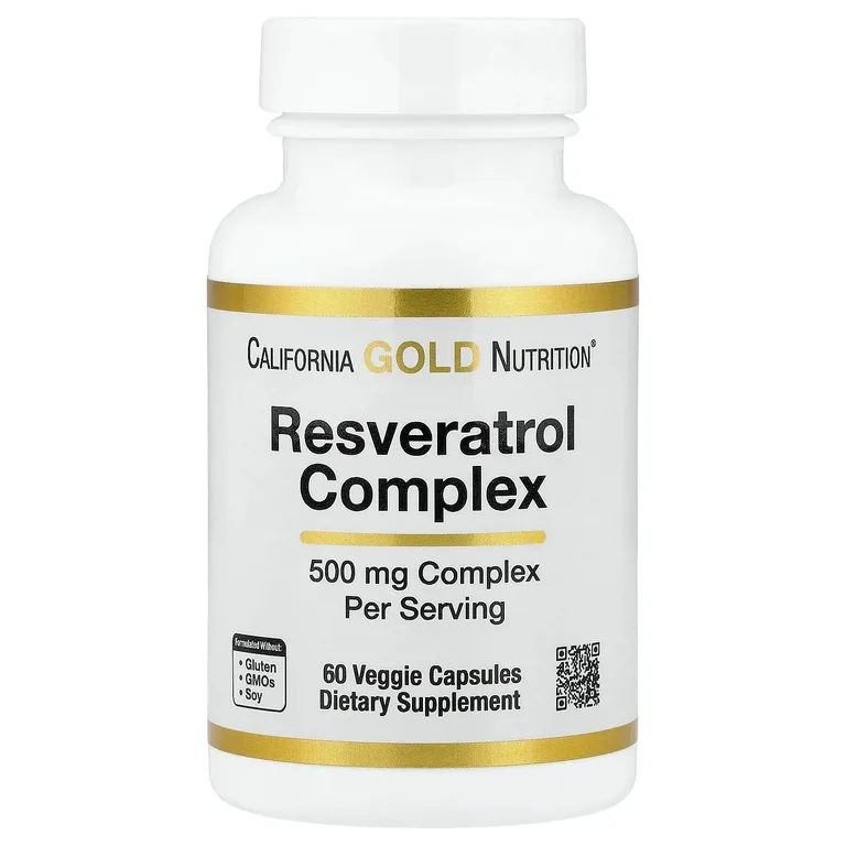 California Gold Nutrition, комплекс с ресвератролом, 60 растительных капсул