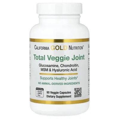 California Gold Nutrition, комплексная растительная добавка для поддержки суставов, с глюкозамином, хондроитином, МСМ и гиалуроновой кислотой, 90 растительных капсул