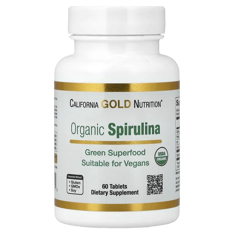 California Gold Nutrition, органическая спирулина, 60 таблеток (500 мг в 1 таблетке)