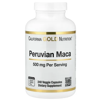 California Gold Nutrition, перуанская мака, 500 мг, 240 растительных капсул