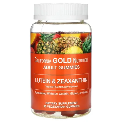 California Gold Nutrition, жевательные таблетки с лютеином и зеаксантином, вкус тропических фруктов, 90 вегетарианских жевательных таблеток