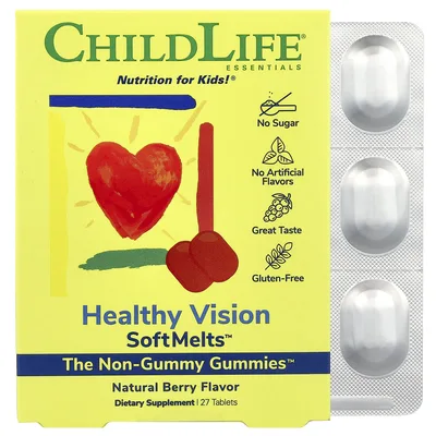 ChildLife Essentials, Healthy Vision SoftMelts, натуральный ягодный вкус, 27 таблеток