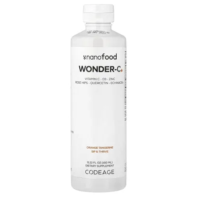 Codeage, Nanofood, Wonder-C, добавка с витамином C, со вкусом апельсина и мандарина, 450 мл (15,22 жидк. унции)