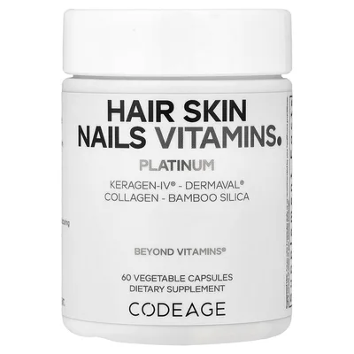 Codeage, витамины для волос, кожи и ногтей, Platinum, 60 растительных капсул