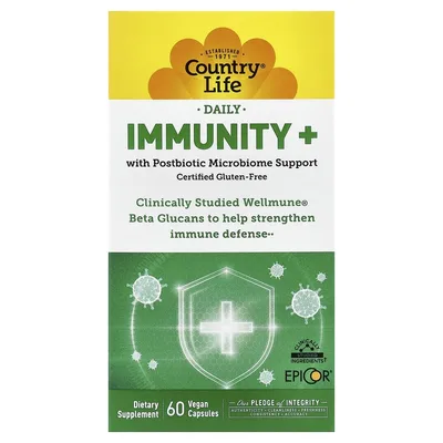 Country Life, Daily, Immunity+, 60 веганских капсул