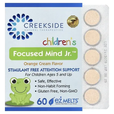 Creekside Natural Therapeutics, Children's Focused Mind Jr.™, апельсиновый крем, 60 таблеток EZ-Melt®