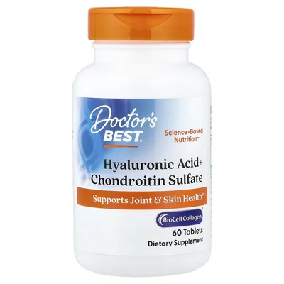 Doctor's Best, гиалуроновая кислота и хондроитинсульфат, 60 таблеток