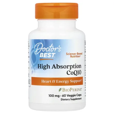 Doctor's Best, коэнзим Q10 с высокой степенью всасывания с BioPerine®, 100 мг, 60 вегетарианских капсул
