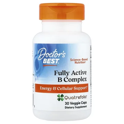 Doctor's Best, комплекс активных витаминов группы B, 30 вегетарианских капсул