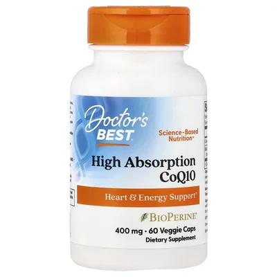 Doctor's Best, легкоусвояемый коэнзим Q10 с черным перцем BioPerine®, 60 растительных капсул