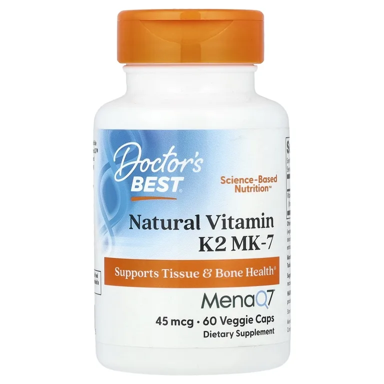 Doctor's Best, натуральный витамин K2 MK-7, 45 мкг, 60 вегетарианских капсул