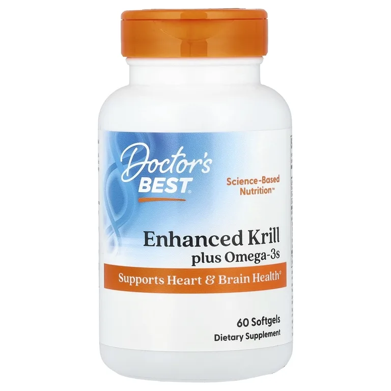 Doctor's Best, обогащенный криль с омега-3, 60 желатиновых капсул