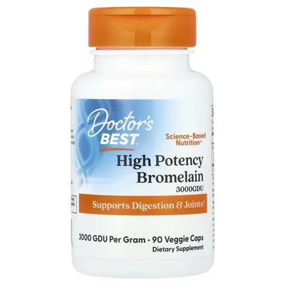 Doctor's Best, высокоэффективный бромелаин, 500 мг, 90 растительных капсул