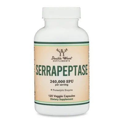 Double Wood Supplements, серрапептаза, 120 капсул (120 000 SPU в 1 капсуле)