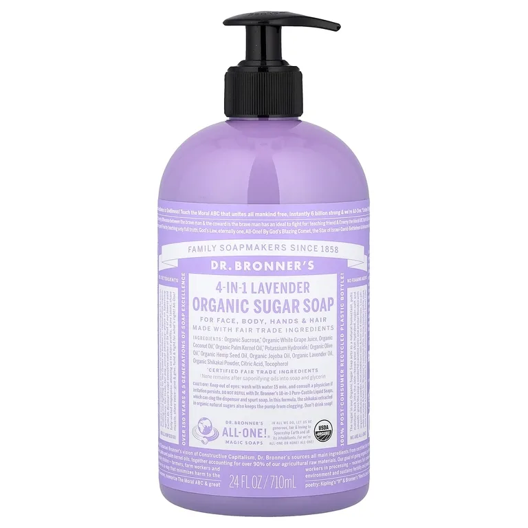 Dr. Bronner's, 4-in-1 Organic Sugar Soap, Lavender, 24 fl oz (710 ml)