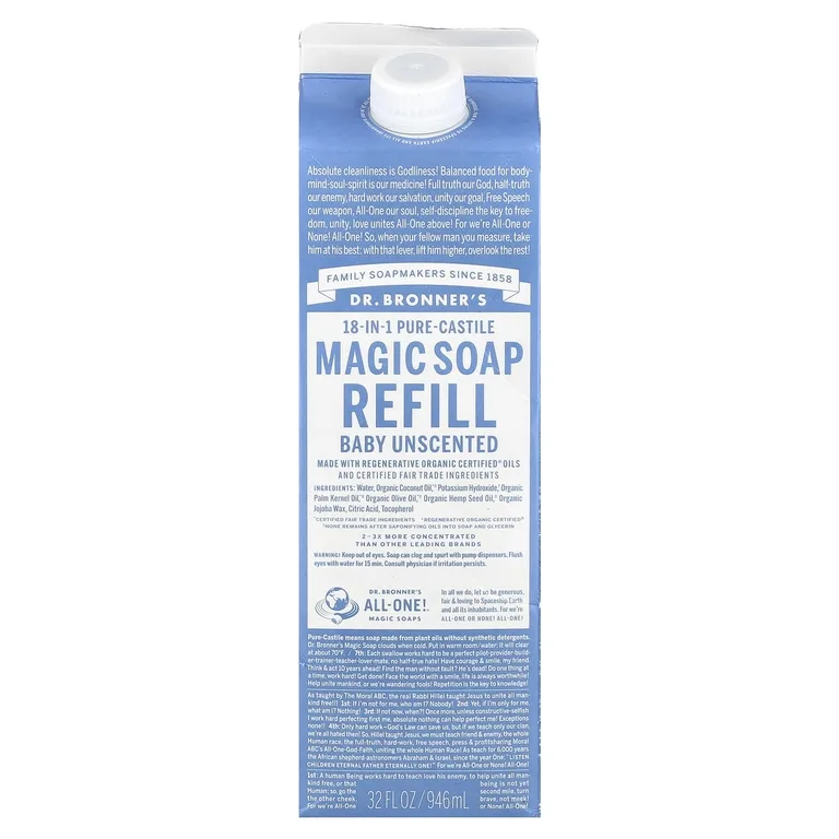 Dr. Bronner's, Pure-Castile Magic Мыло, для детей, 18 в 1, без запаха, 946 мл (32 жидк. унции)