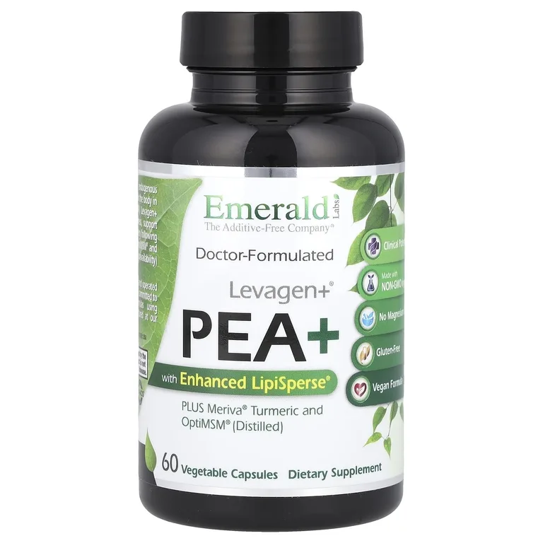 Emerald Laboratories, Levagen+® ПЭА+ с улучшенной LipiSperse®, 60 растительных капсул