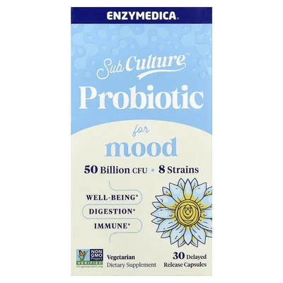 Enzymedica, SubCulture™, пробиотик для настроения, 30 капсул с отсроченным высвобождением