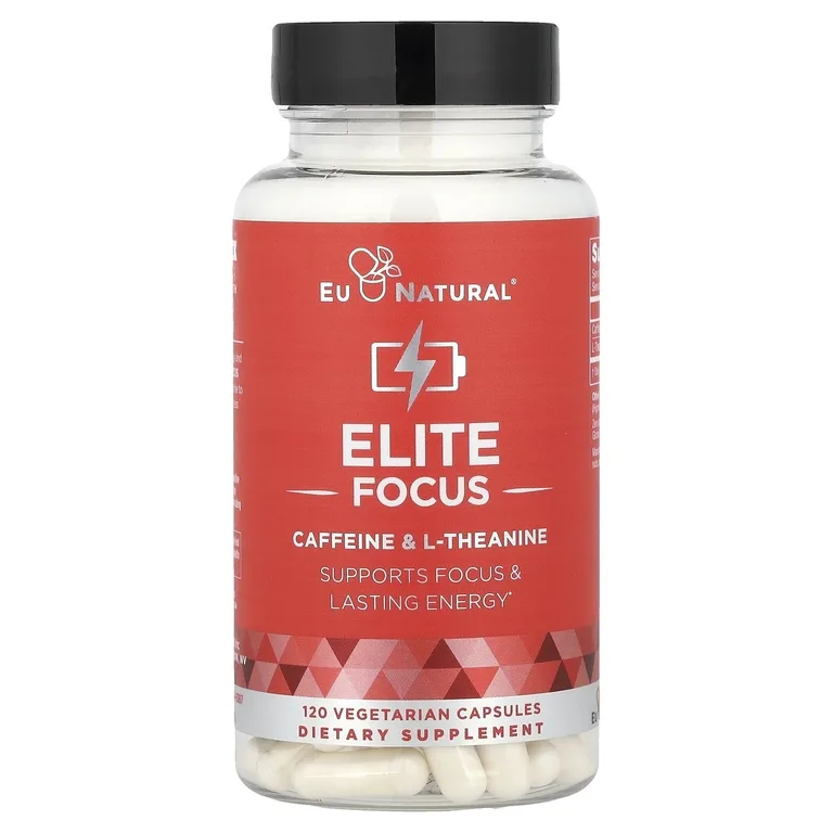 Eu Natural, Elite Focus, кофеин и L-теанин, 120 вегетарианских капсул
