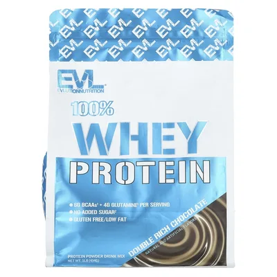 EVLution Nutrition, 100% сывороточный протеин, шоколад двойной насыщенности, 454 г (1 фунт)