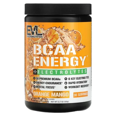 EVLution Nutrition, BCAA Energy® + электролиты, апельсин и манго, 333 г
