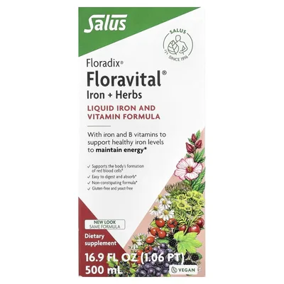 Floradix, Floravital®, железо и травы, 500 мл (16,9 жидк. унции)