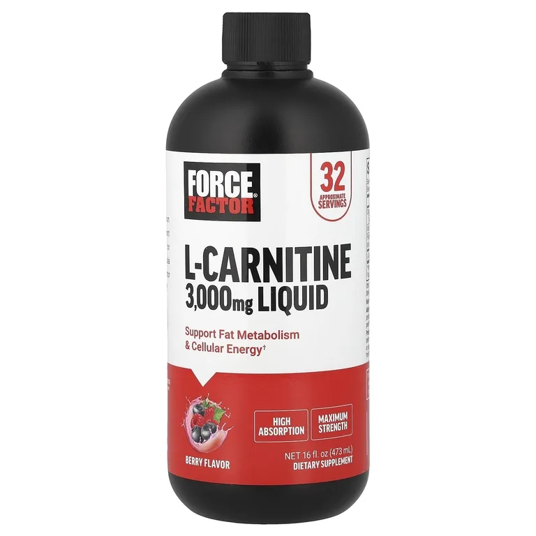 Force Factor, L-карнитин, жидкая добавка, с ягодным вкусом, 473 мл (16 жидк. унций)