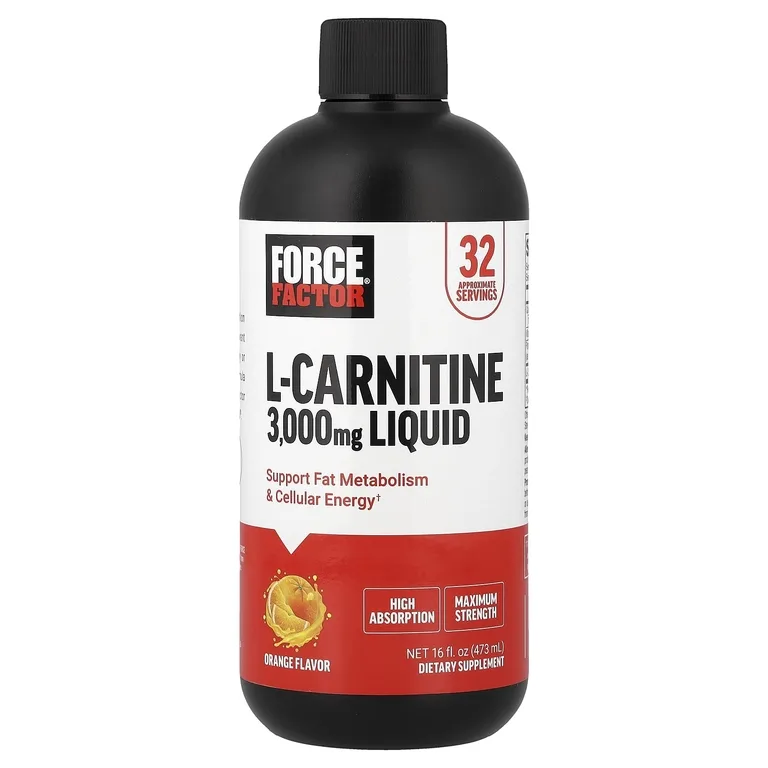 Force Factor, L-карнитин, жидкая добавка, со вкусом апельсина, 473 мл (16 жидк. унций)