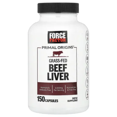Force Factor, Primal Origins, говяжья печень травяного откорма, 150 капсул (600 мг в капсуле)
