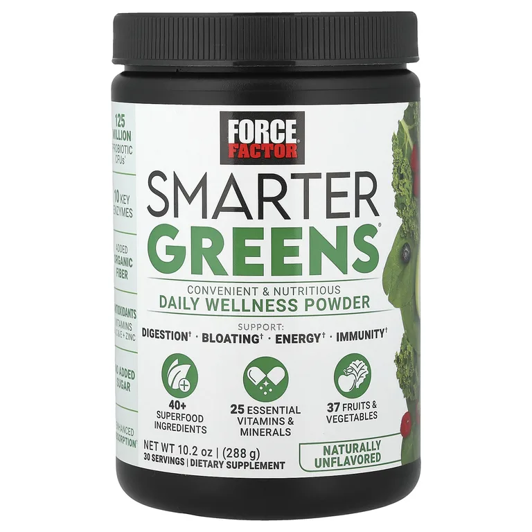 Force Factor, Smarter Greens®, порошок для ежедневного приема, натуральный нейтральный вкус, 288 г (10,2 унции)