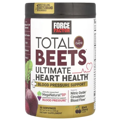 Force Factor, Total Beets® с коэнзимом Q10, максимальная добавка для здоровья сердца, со вкусом черешни, 255 г (8,99 унции)