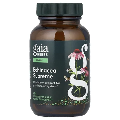 Gaia Herbs, эхинацея, 60 веганских капсул