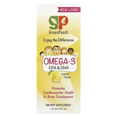 GreenPeach, омега-3 с ЭПК и ДГК, со вкусом лимона, 118,3 мл (4 жидк. унции)