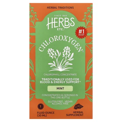 Herbs Etc., концентрат хлорофилла, без спирта, мята, 30 мл (1 жидк. Унция)