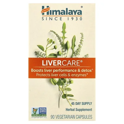 Himalaya, растительный комплекс для улучшения работы печени и детоксикации, 90 вегетарианских капсул